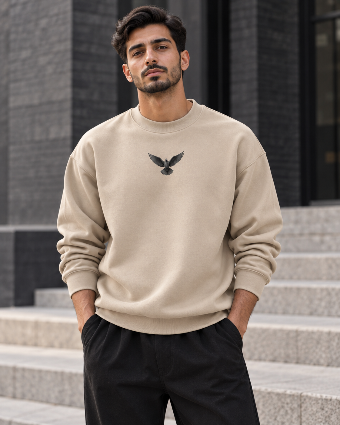 سويت شيرت قطن 100% بريميوم بطبعة Holy Spirit Dove أمامية وخلفية