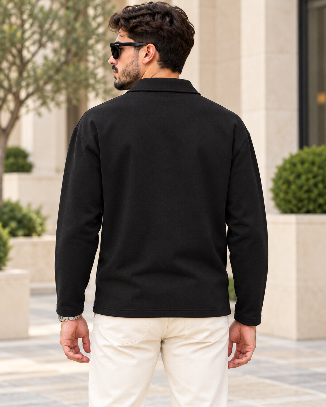 ILEERA® Essential Open-Collar Polo Sweatshirt