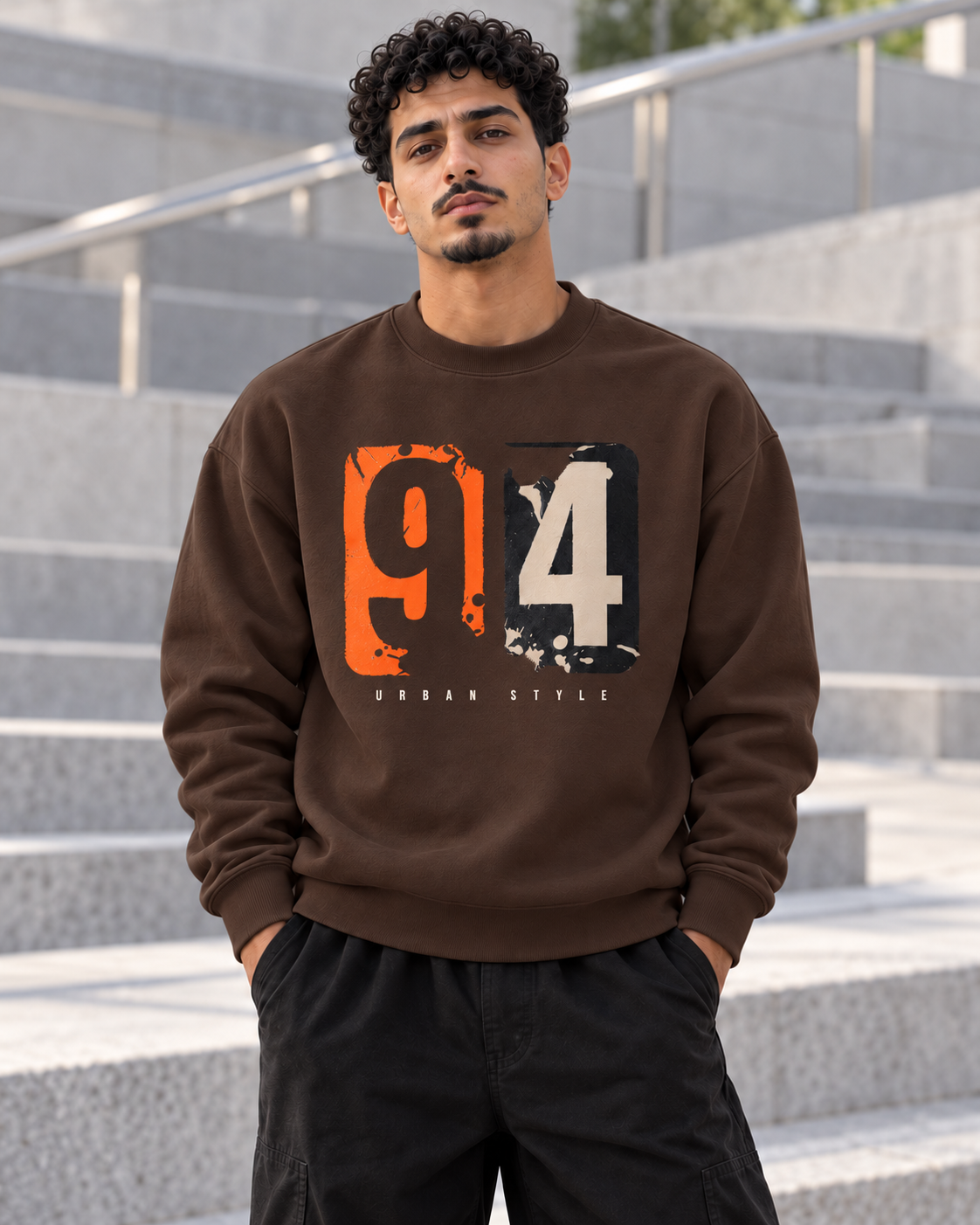 ILEERA® Premium Cotton Urban 94 Graphic Crewneck Sweatshirt