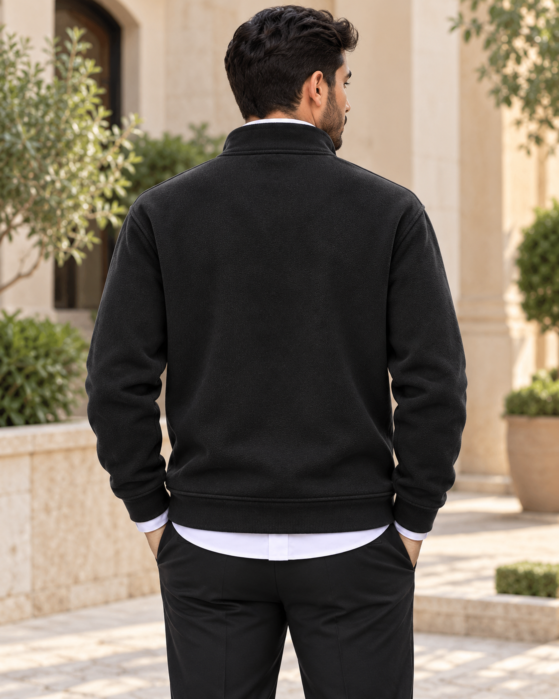 ILEERA® Classic Contrast-Trim Quarter-Zip Sweatshirt