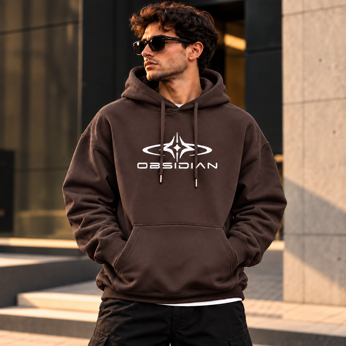 ILEERA® Premium Cotton Obsidian Chest Print Hoodie