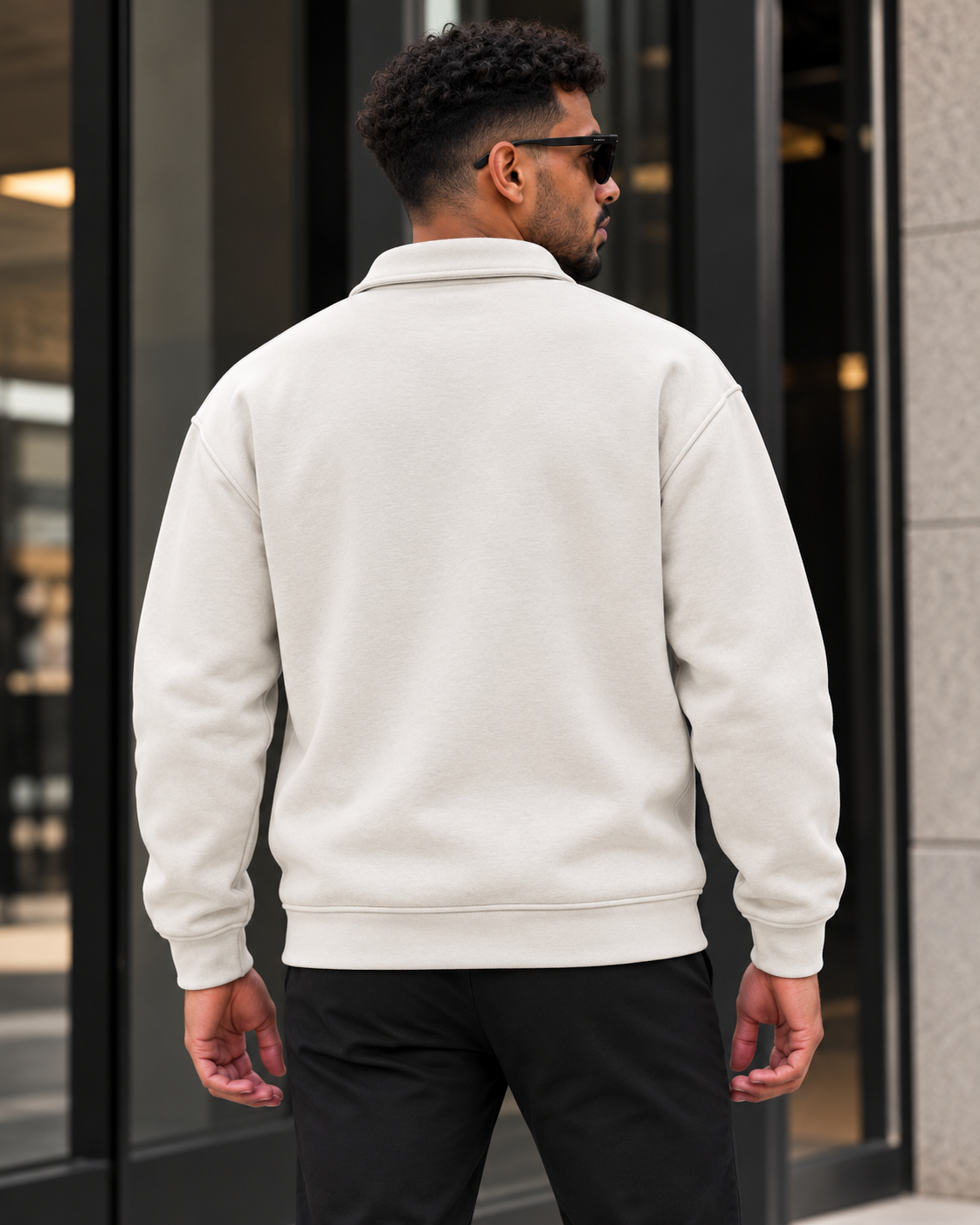 ILEERA® Essential Polo Collar Quarter-Zip Sweatshirt