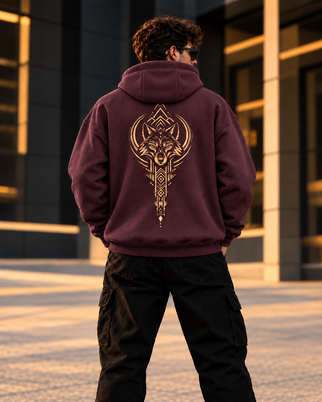 ILEERA® Premium Cotton Wolf Spirit Front & Back Print Hoodie