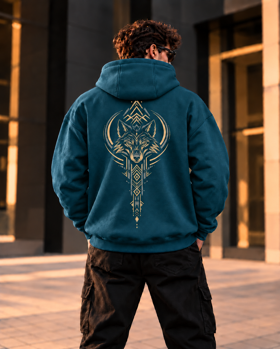 ILEERA® Premium Cotton Wolf Spirit Front & Back Print Hoodie