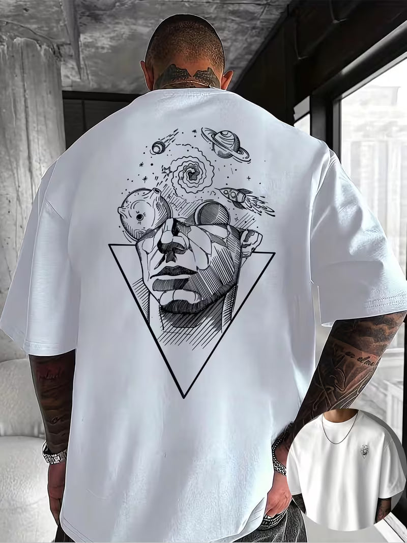 ILEERA® Premium Cotton Oversized Abstract Face T-Shirt