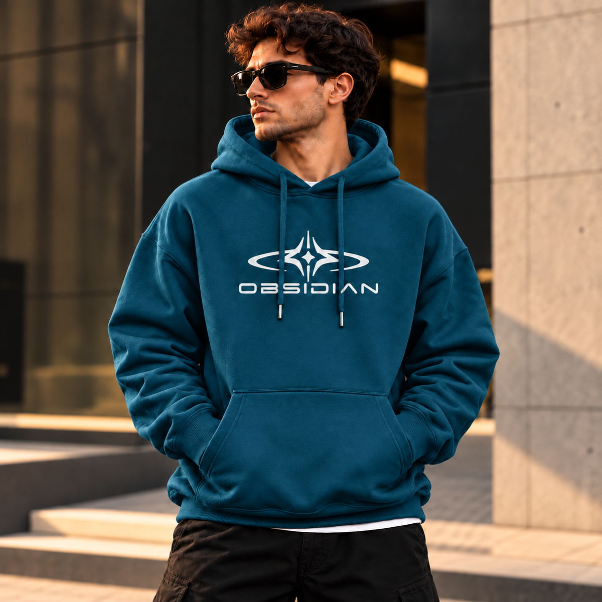 ILEERA® Premium Cotton Obsidian Chest Print Hoodie