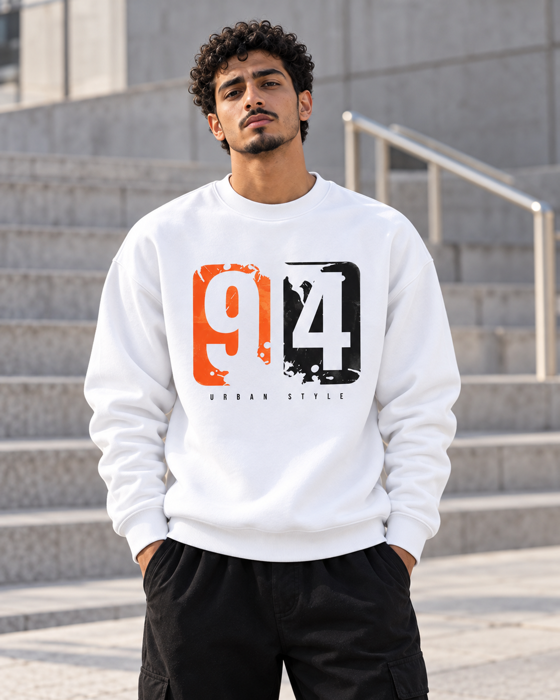 ILEERA® Premium Cotton Urban 94 Graphic Crewneck Sweatshirt