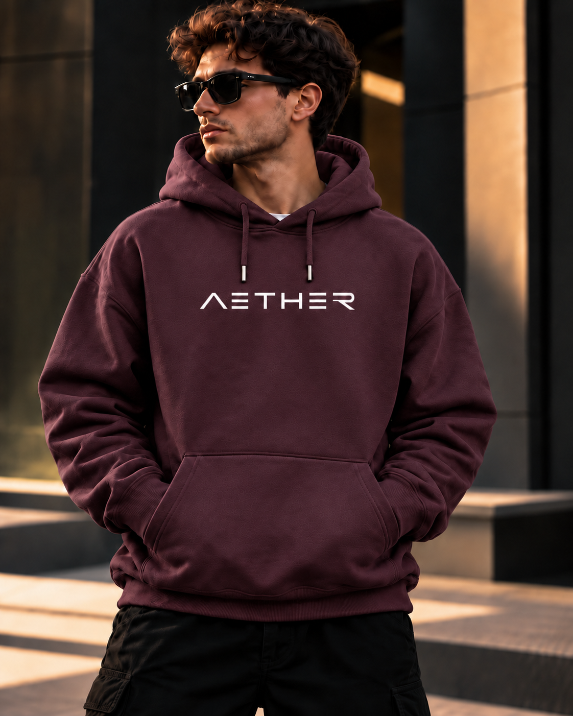 ILEERA® Premium Cotton Aether Minimal Chest Print Hoodie