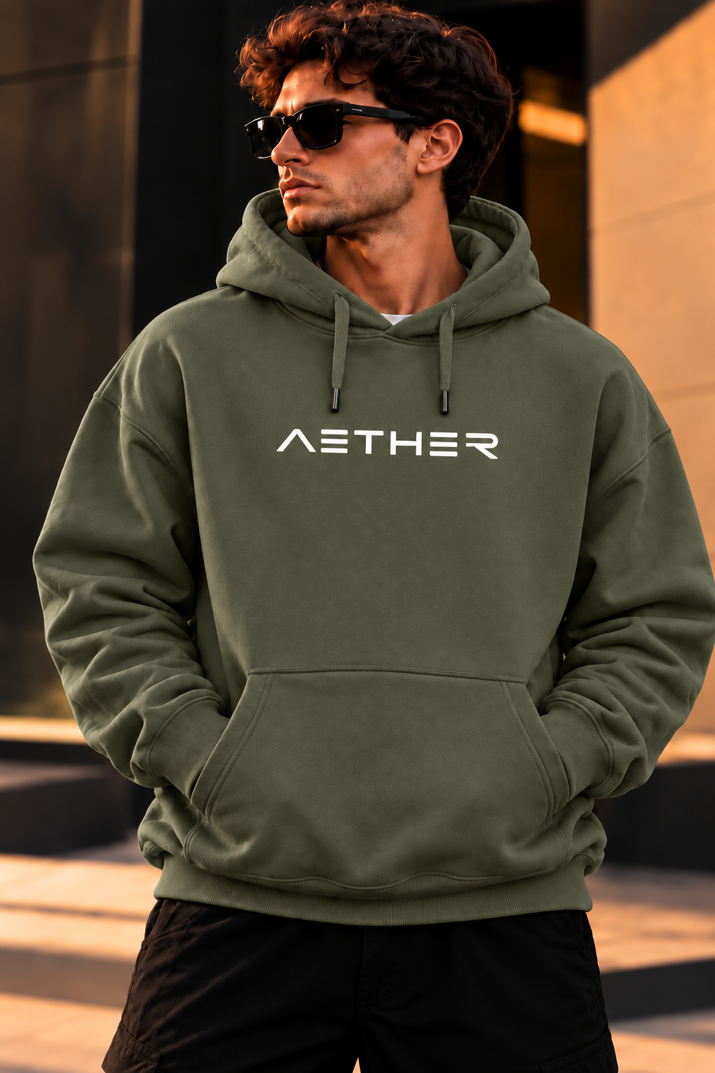 ILEERA® Premium Cotton Aether Minimal Chest Print Hoodie