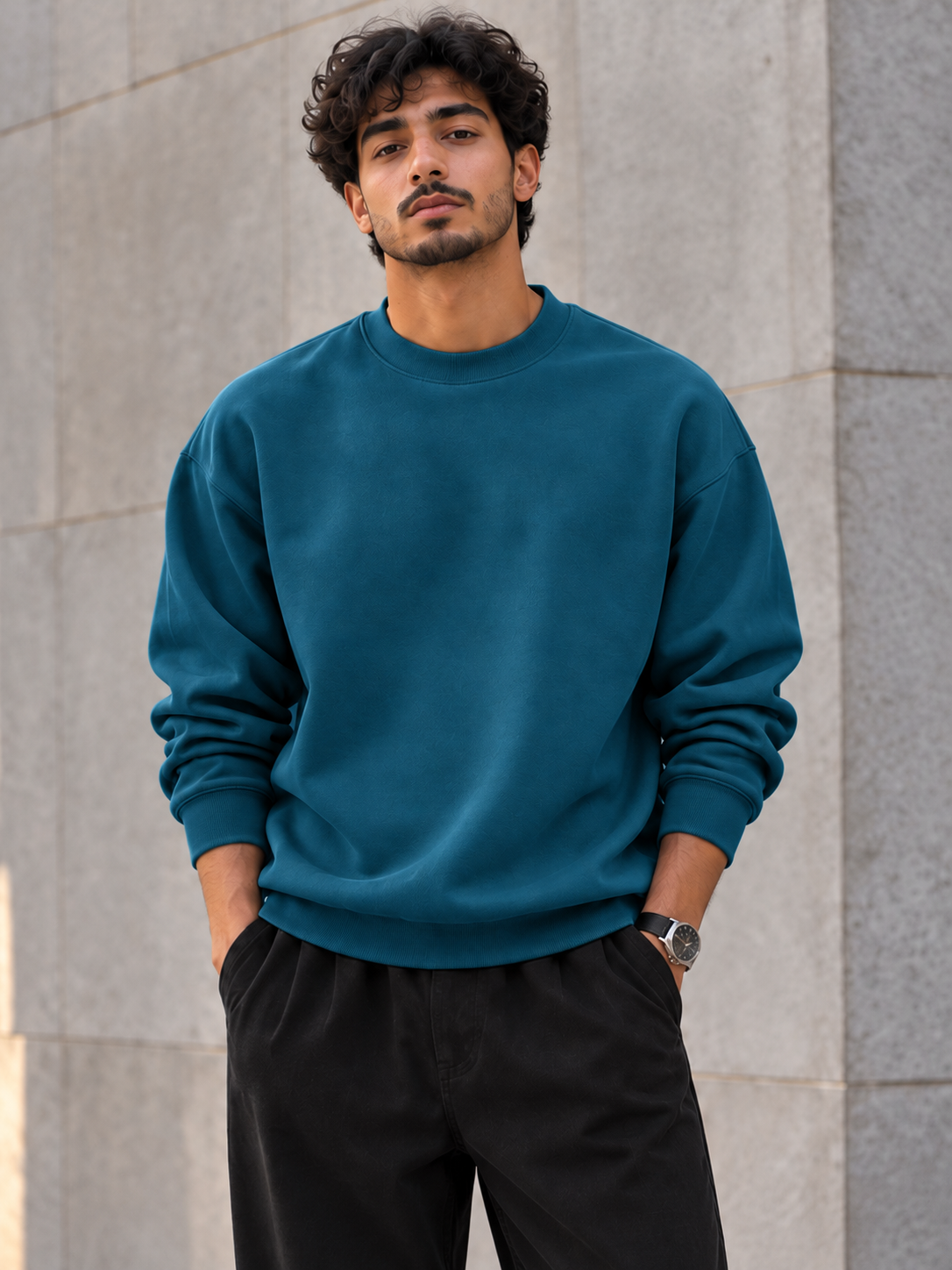 ILEERA® Premium Cotton Oversized Essential Crewneck Sweatshirt