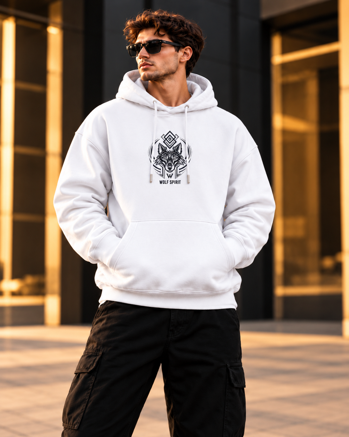 ILEERA® Premium Cotton Wolf Spirit Front & Back Print Hoodie
