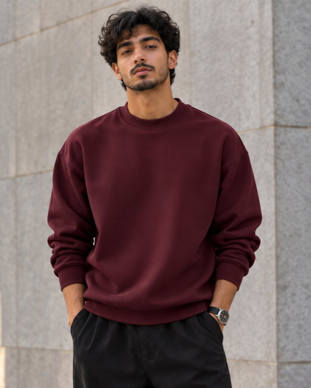 ILEERA® Premium Cotton Oversized Essential Crewneck Sweatshirt