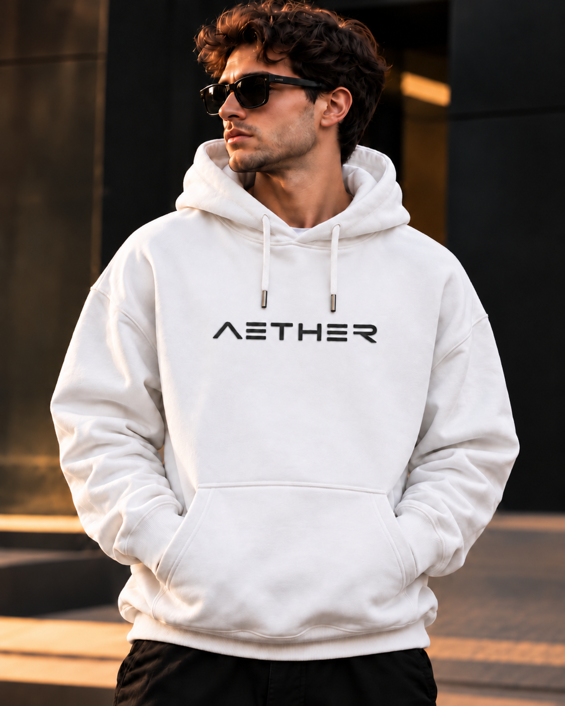 ILEERA® Premium Cotton Aether Minimal Chest Print Hoodie