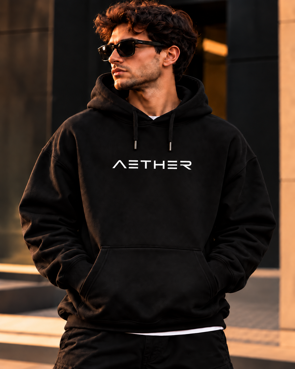 ILEERA® Premium Cotton Aether Minimal Chest Print Hoodie