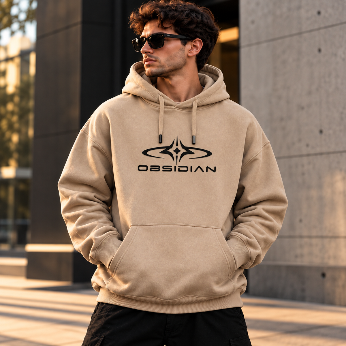 ILEERA® Premium Cotton Obsidian Chest Print Hoodie