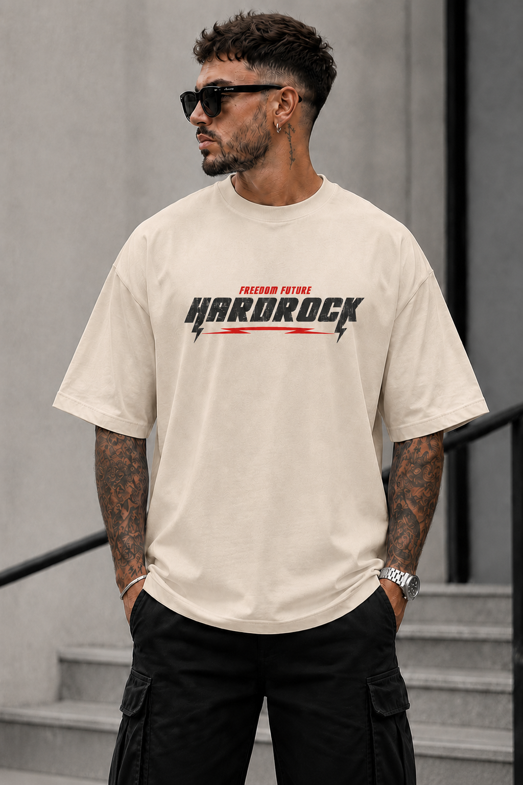 ILEERA® Premium Cotton Oversized Hardrock T-Shirt