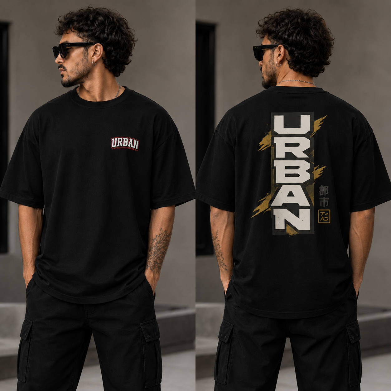 ILEERA® Premium Cotton Oversized Urban Back Print T-Shirt