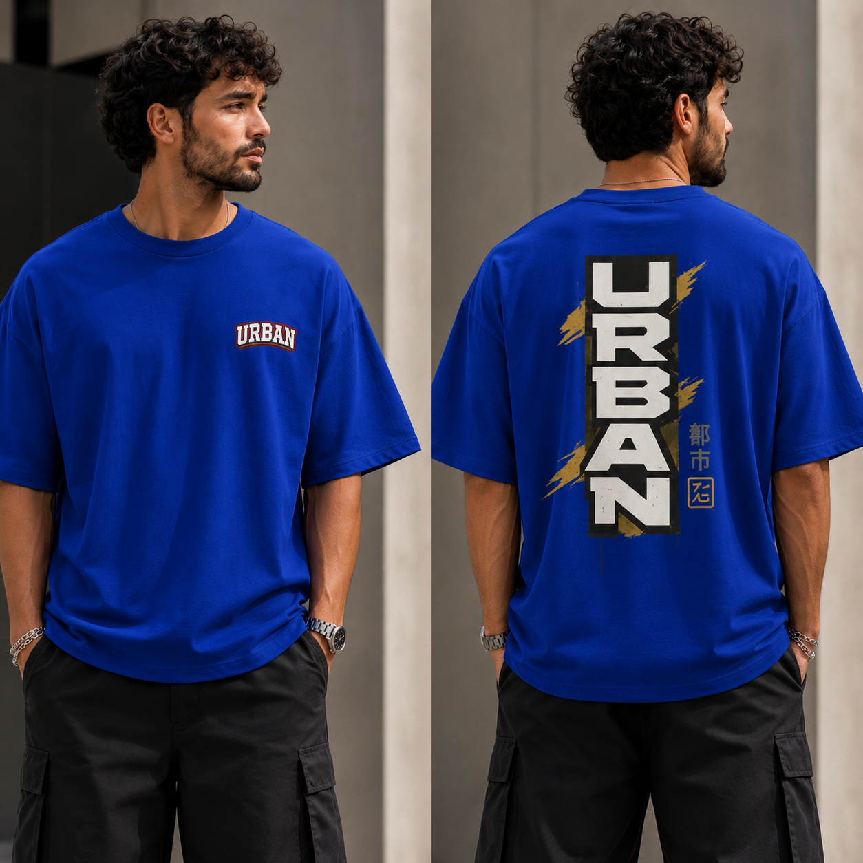 ILEERA® Premium Cotton Oversized Urban Back Print T-Shirt