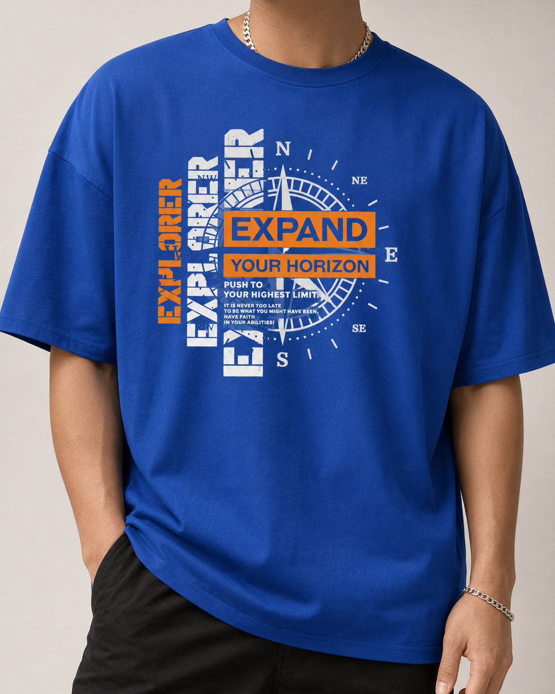 ILEERA® Oversized Expand Your Horizon Front Print T-Shirt