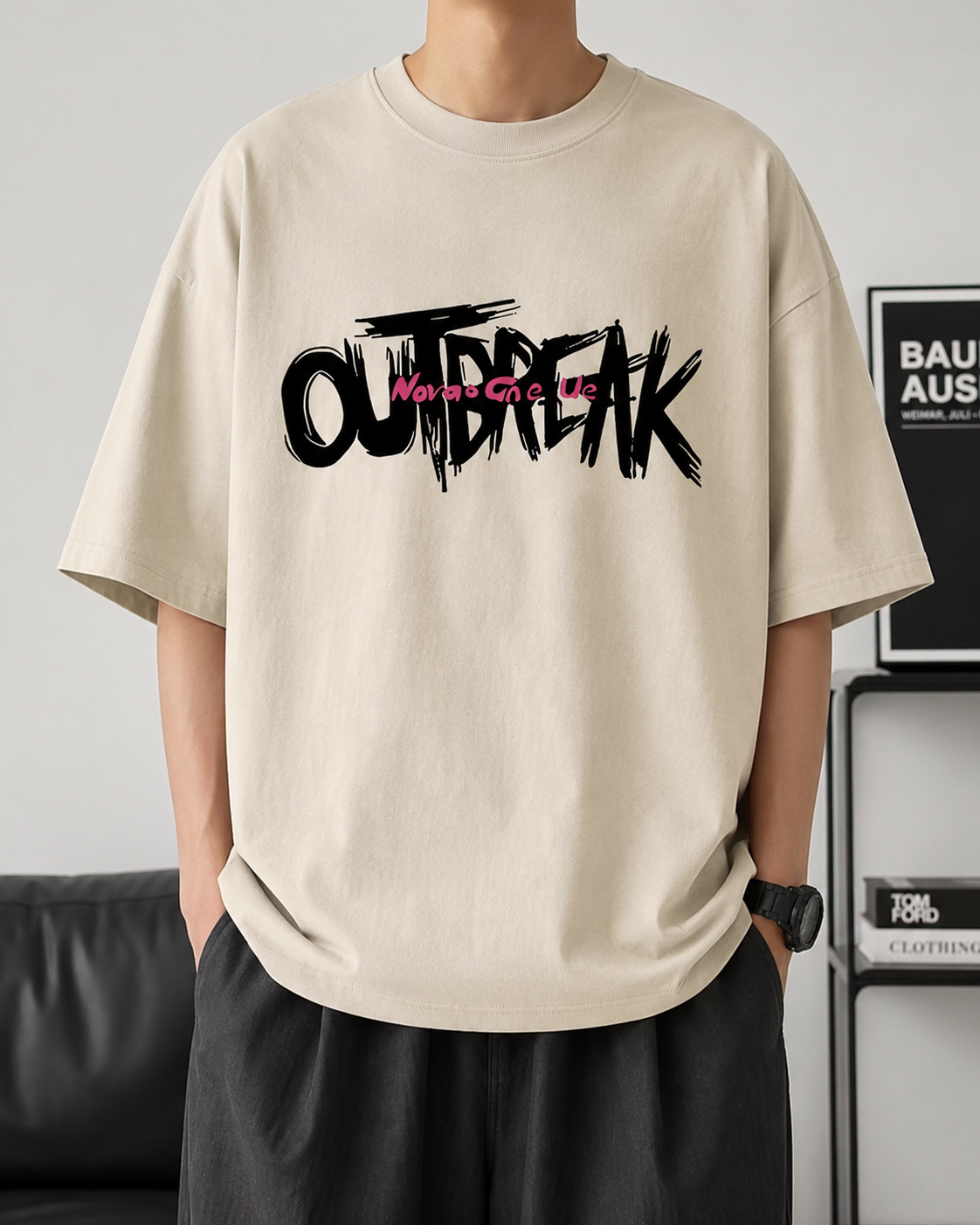 ILEERA® Oversized Outbreak Front Print T-Shirt