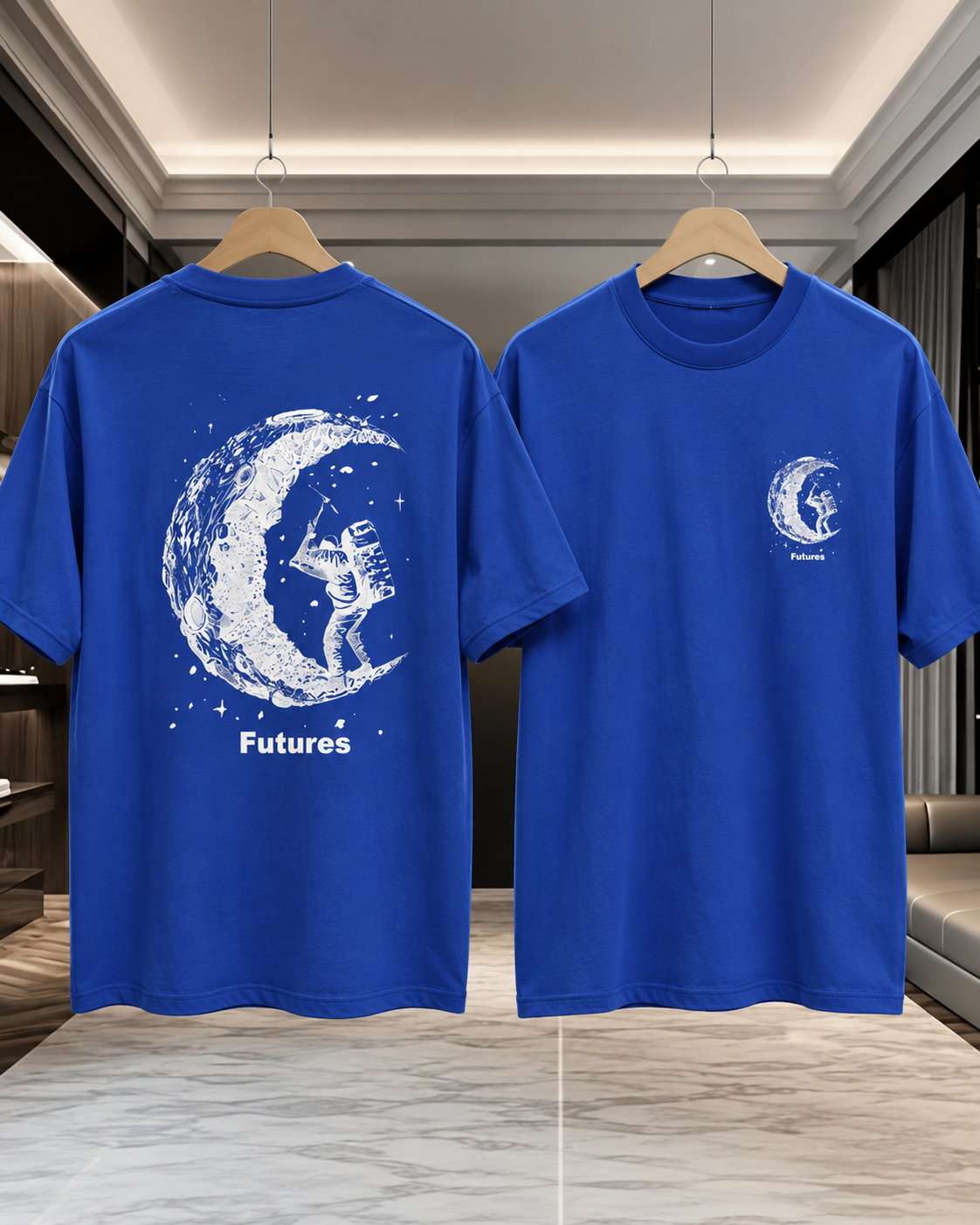 ILEERA® Oversized Futures Moon Explorer Front & Back Print T-Shirt