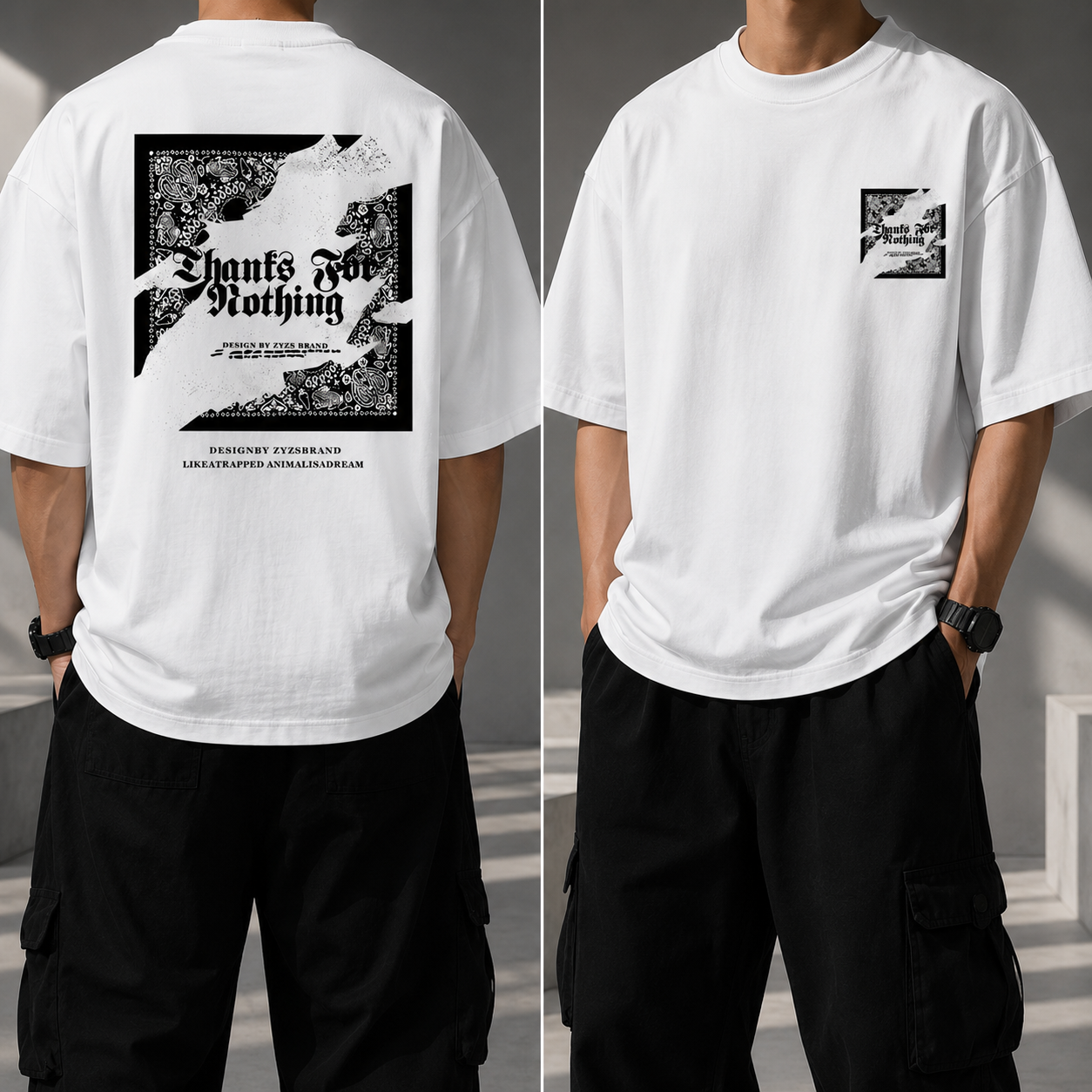 ILEERA®  Oversized Thanks For Nothing Back Print T-Shirt