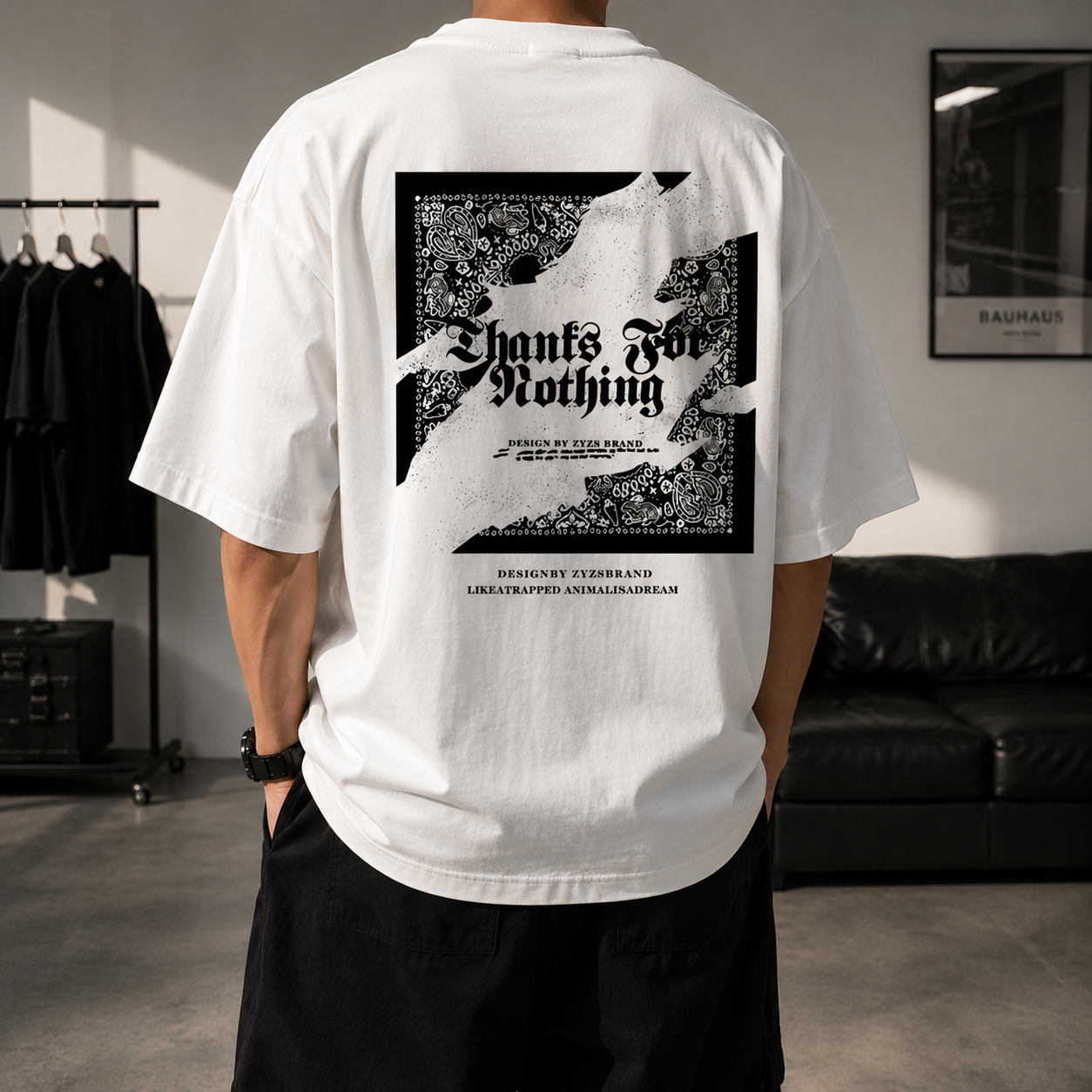 ILEERA®  Oversized Thanks For Nothing Back Print T-Shirt