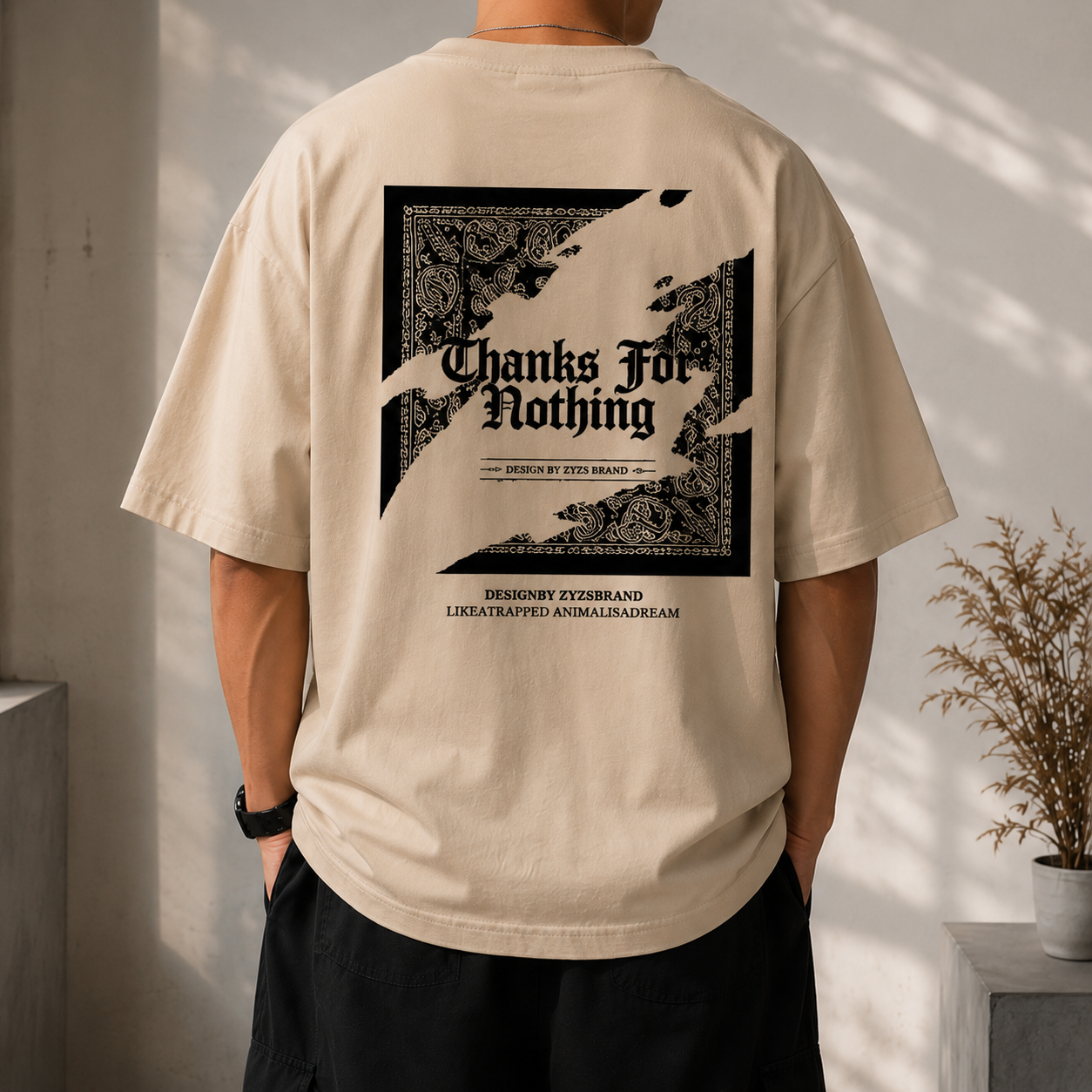 ILEERA®  Oversized Thanks For Nothing Back Print T-Shirt