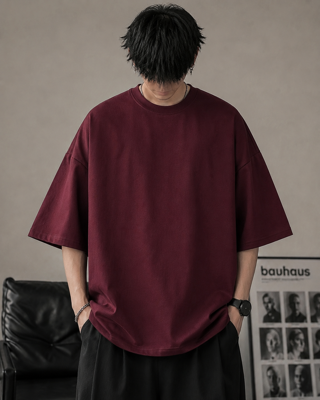 ILEERA® Oversized Dragon Ink Back Print T-Shirt
