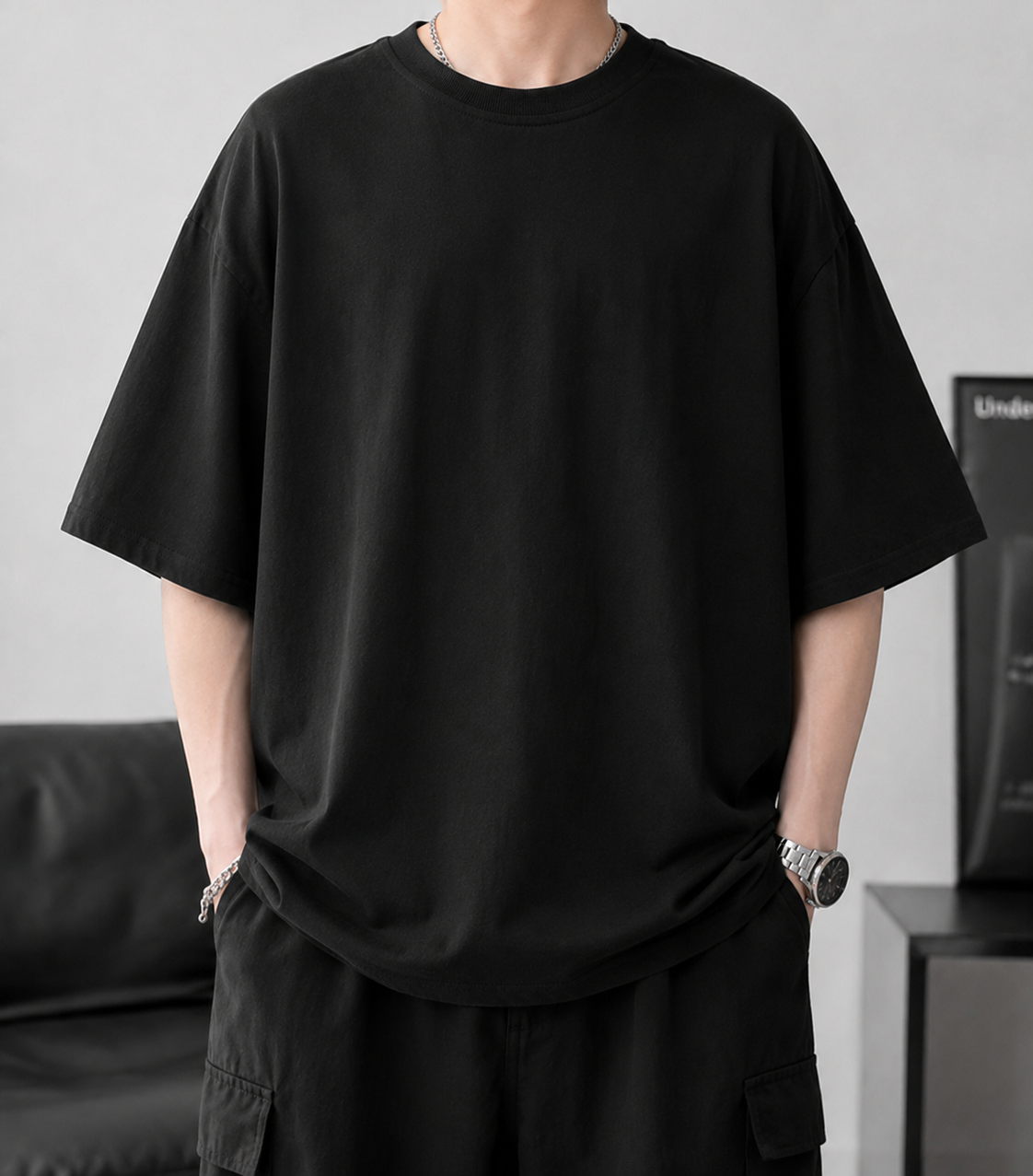 ILEERA® Oversized Dragon Ink Back Print T-Shirt