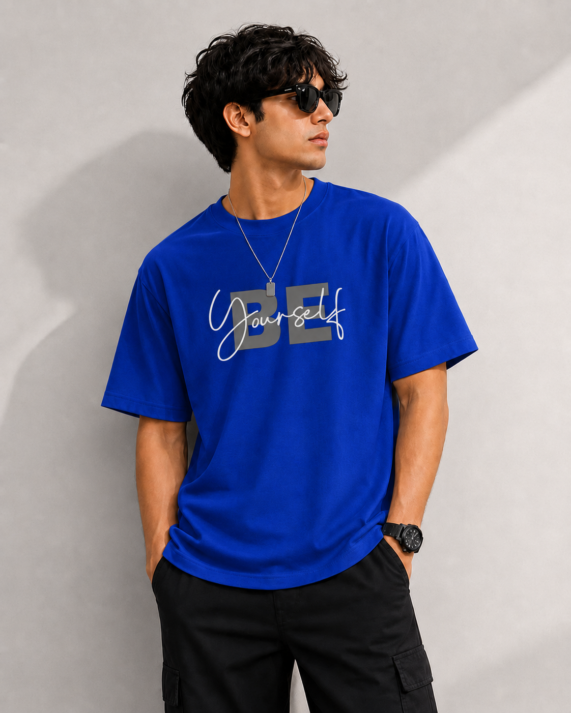 ILEERA® Premium Cotton Oversized Be Yourself Front Print T-Shirt