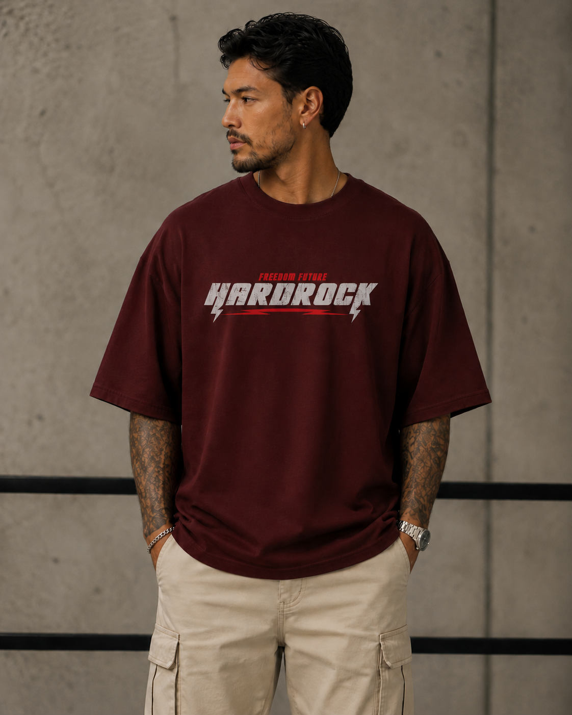 ILEERA® Premium Cotton Oversized Hardrock T-Shirt