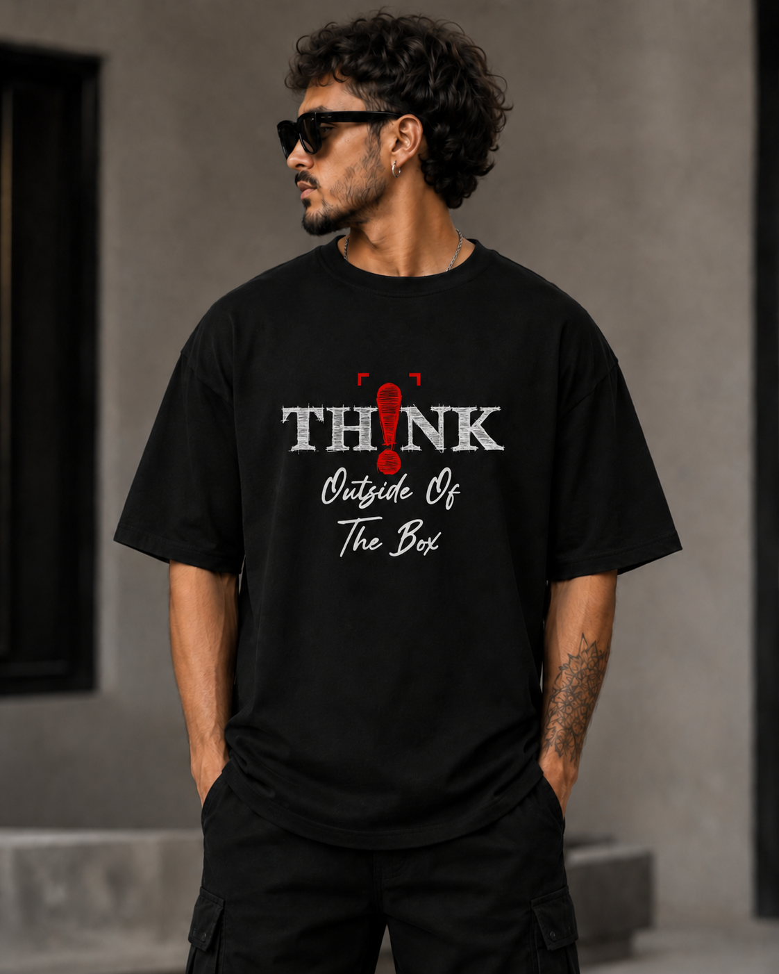 ILEERA® Premium Cotton Oversized Think Outside The Box T-Shirt