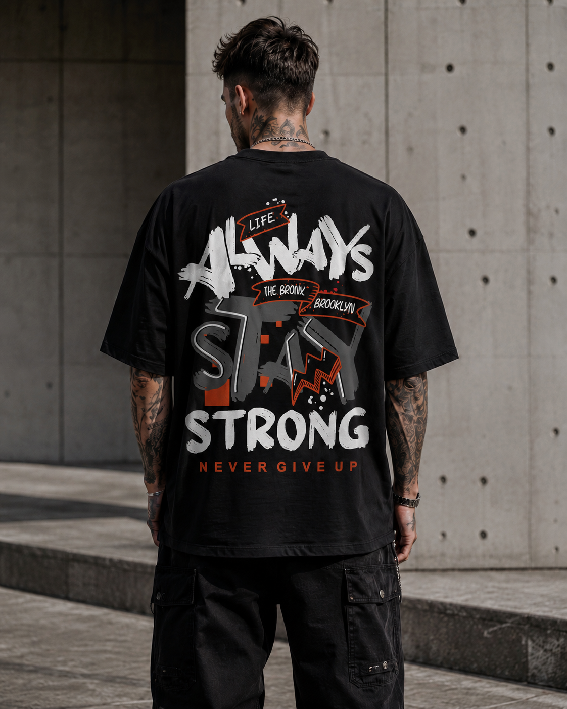 ILEERA® Premium Cotton Oversized Always Stay Strong T-Shirt