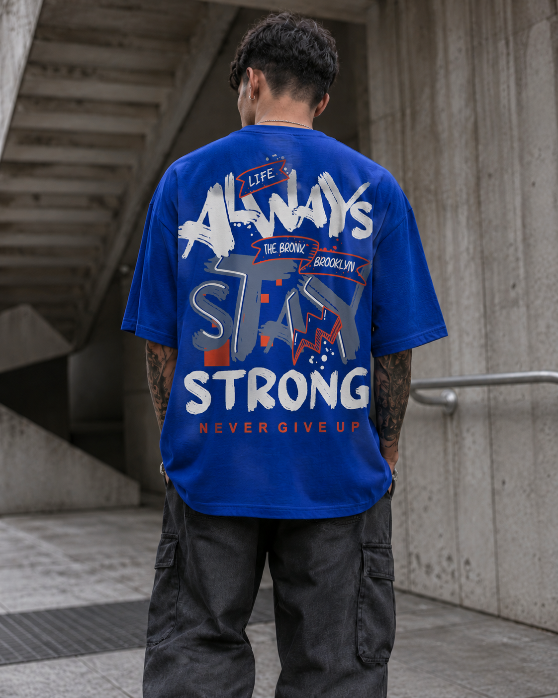 ILEERA® Premium Cotton Oversized Always Stay Strong T-Shirt