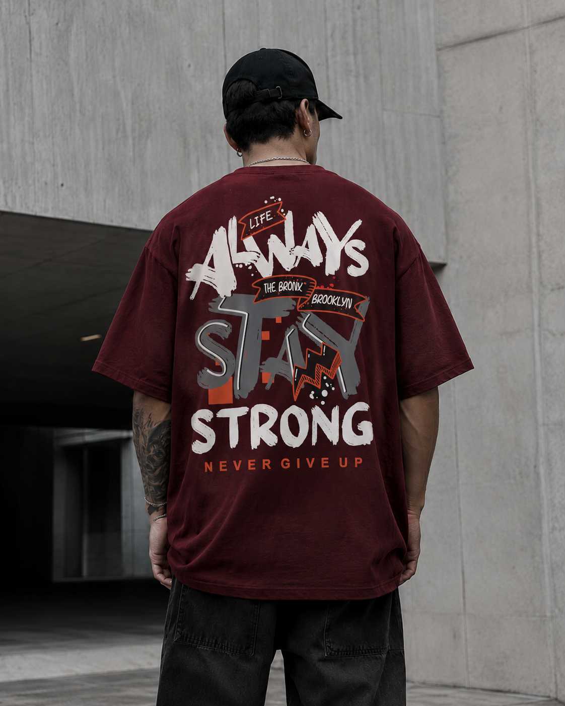 ILEERA® Premium Cotton Oversized Always Stay Strong T-Shirt