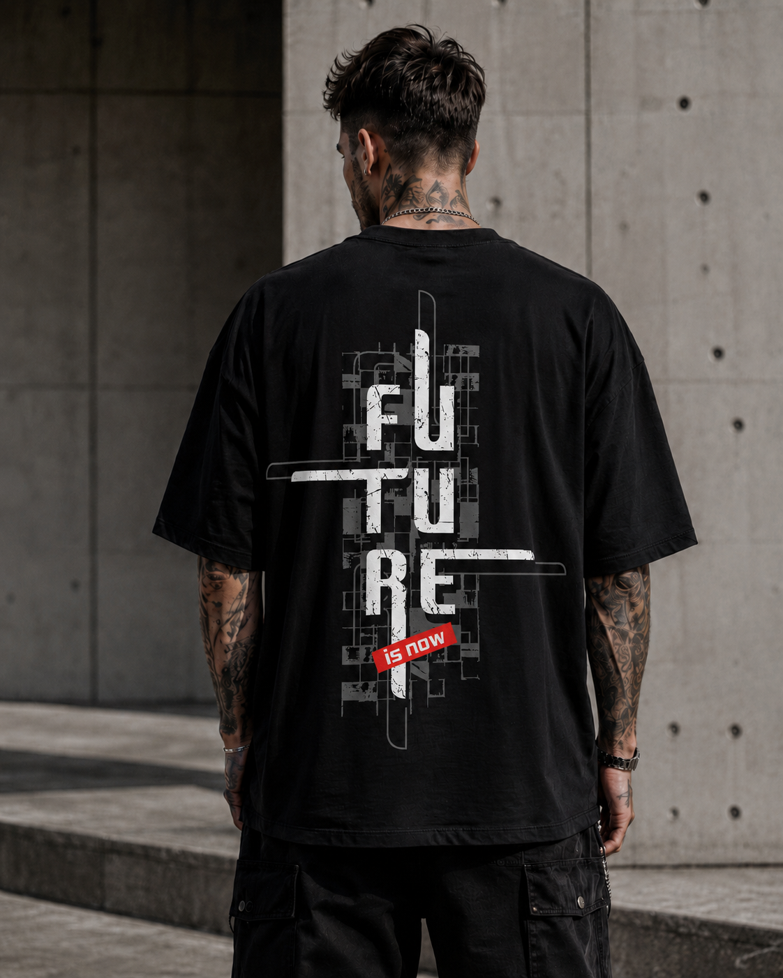 ILEERA® Premium Cotton Oversized Future Is Now T-Shirt