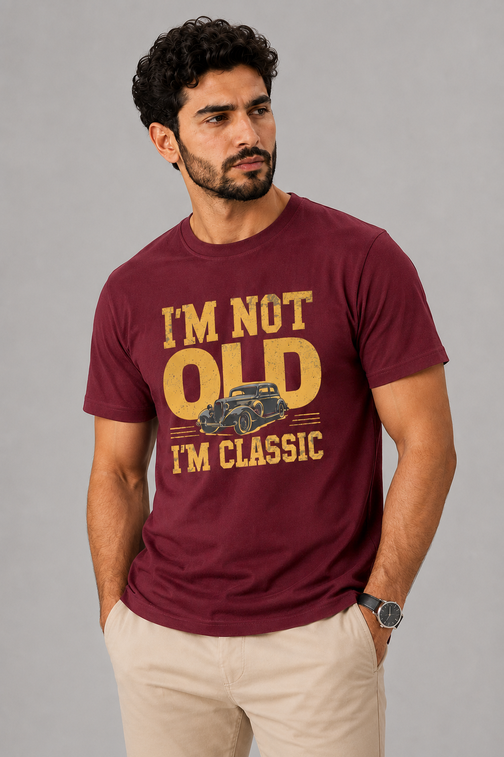 ILEERA® Premium Cotton Regular Fit I’m Not Old I’m Classic Front Print T-Shirt