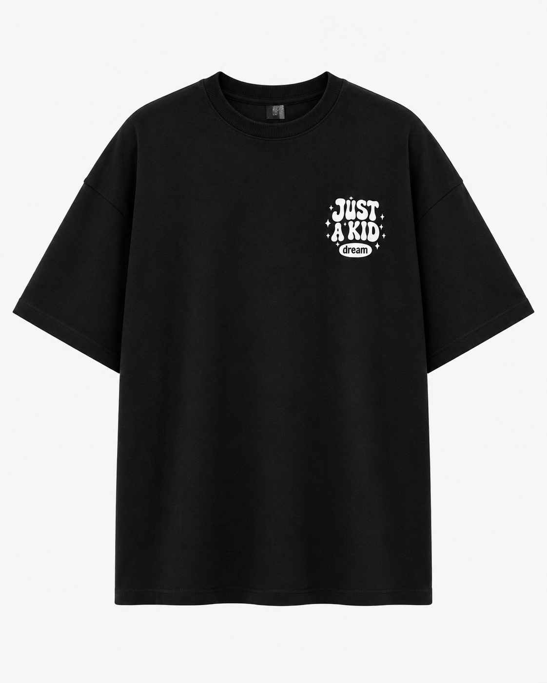ILEERA® Premium Cotton Oversized Just A Kid With A Dream Back Print T-Shirt