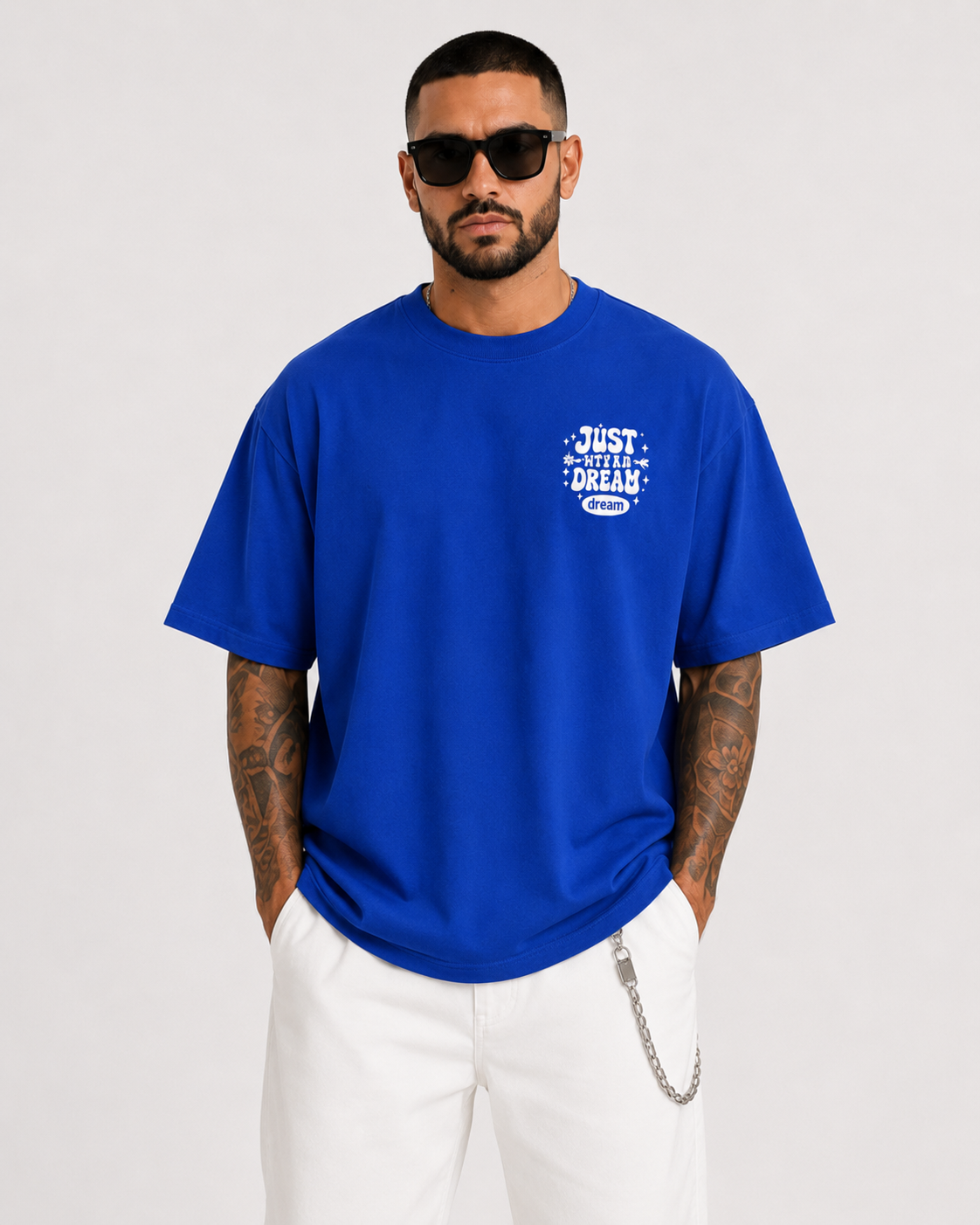 ILEERA® Premium Cotton Oversized Just A Kid With A Dream Back Print T-Shirt