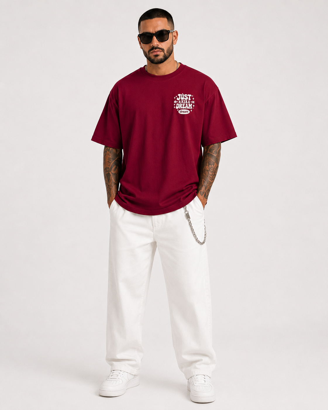 ILEERA® Premium Cotton Oversized Just A Kid With A Dream Back Print T-Shirt