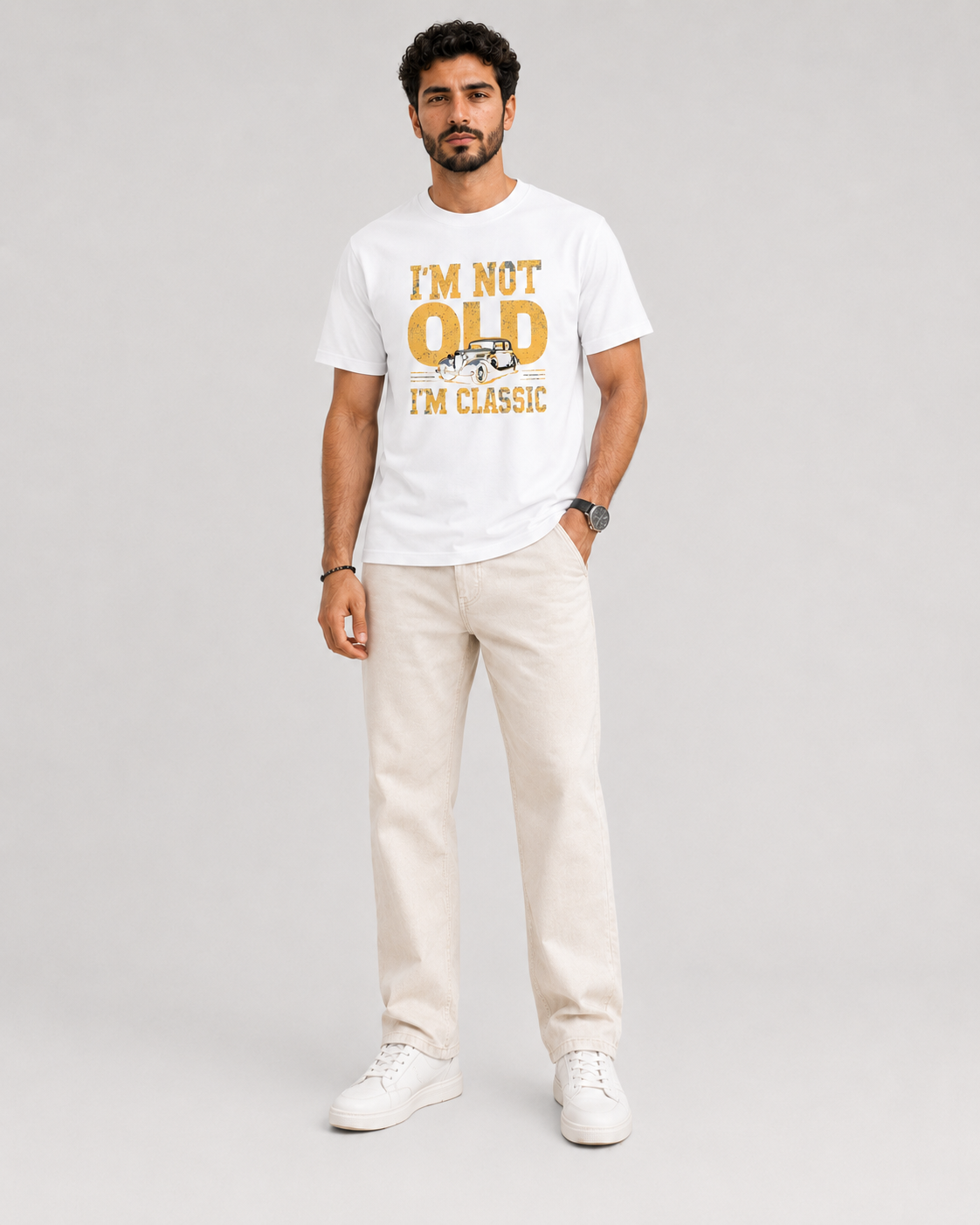ILEERA® Premium Cotton Regular Fit I’m Not Old I’m Classic Front Print T-Shirt