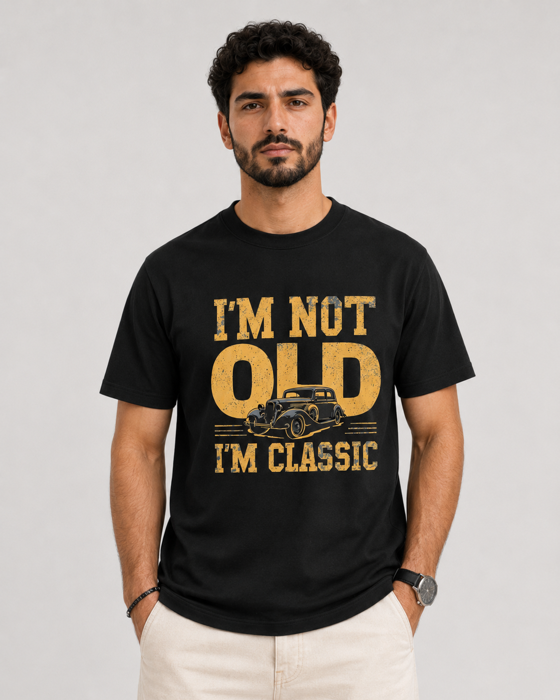 ILEERA® Premium Cotton Regular Fit I’m Not Old I’m Classic Front Print T-Shirt