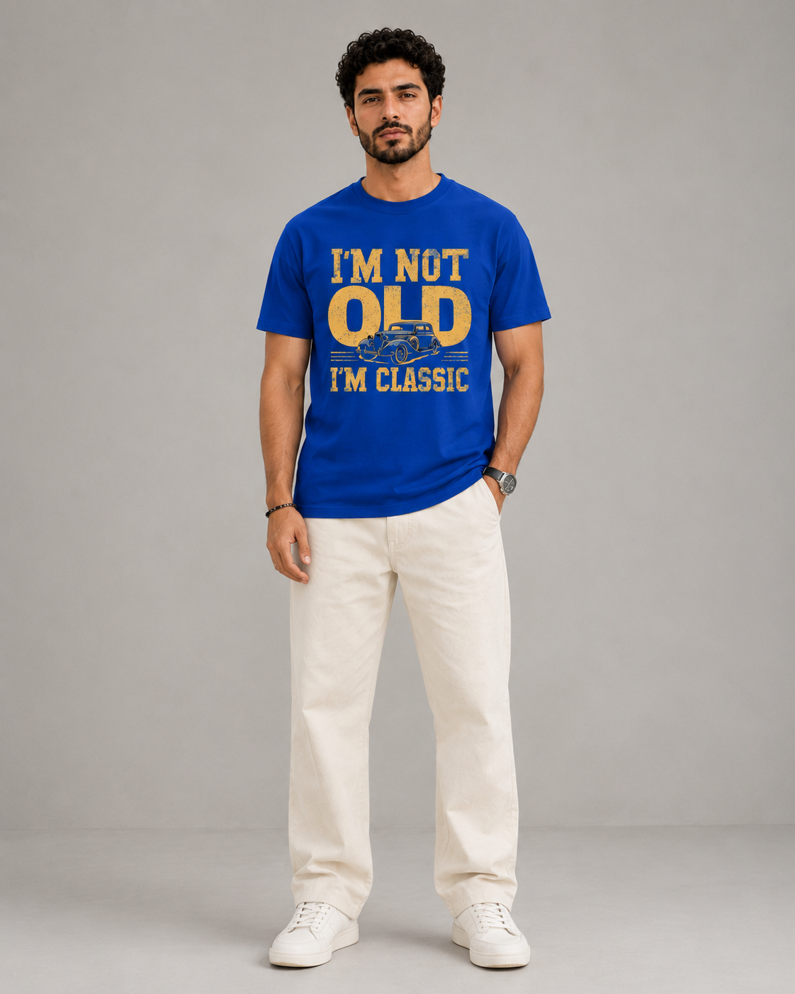 ILEERA® Premium Cotton Regular Fit I’m Not Old I’m Classic Front Print T-Shirt