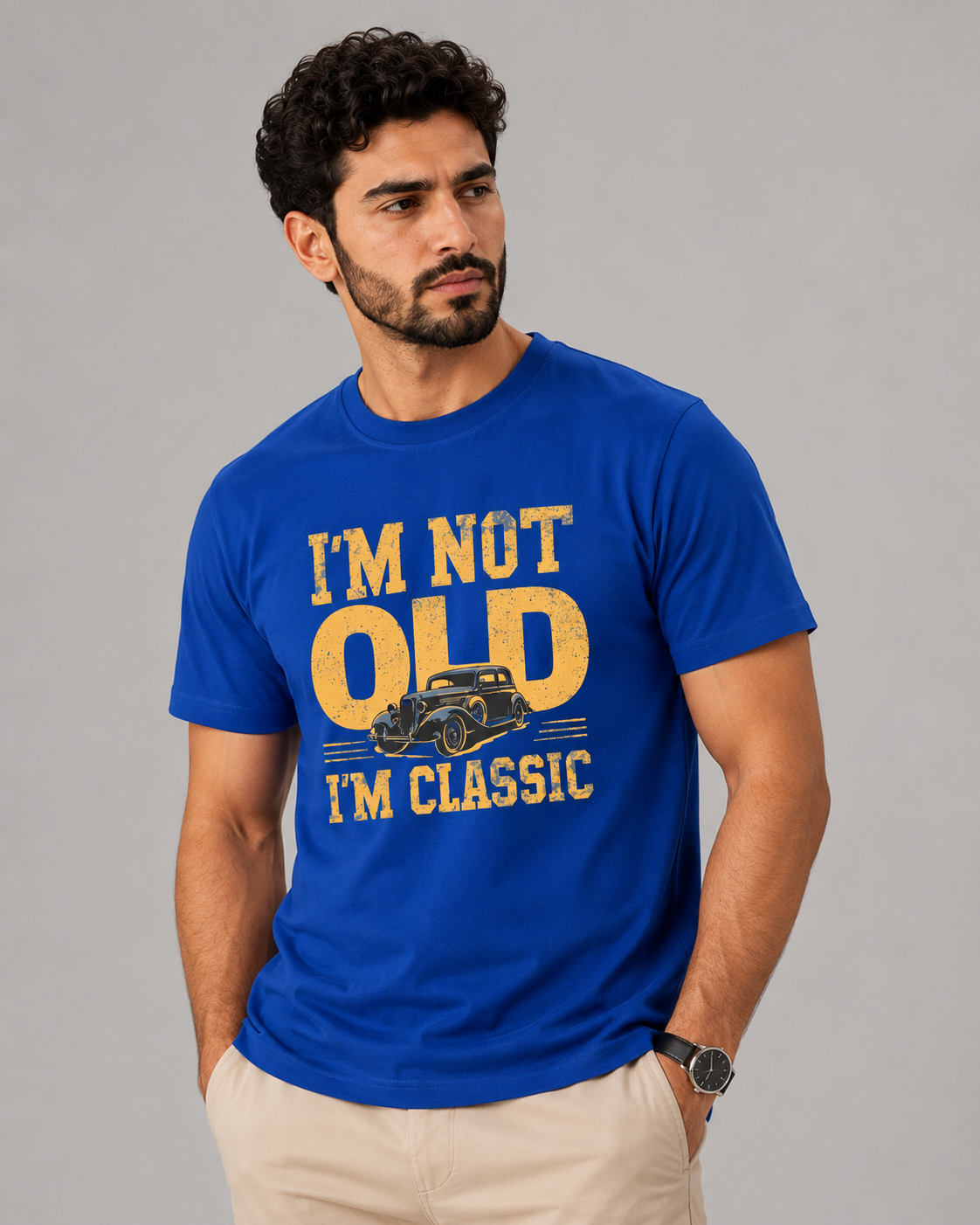 ILEERA® Premium Cotton Regular Fit I’m Not Old I’m Classic Front Print T-Shirt