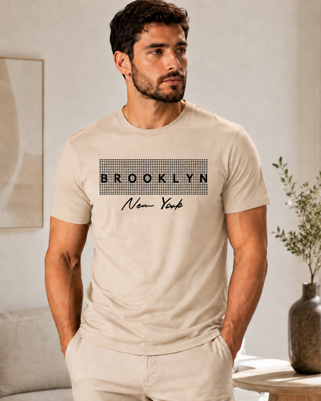 ILEERA® Premium Cotton Regular Fit Brooklyn New York Print T-Shirt