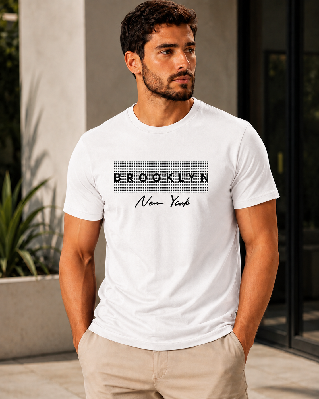 ILEERA® Premium Cotton Regular Fit Brooklyn New York Print T-Shirt