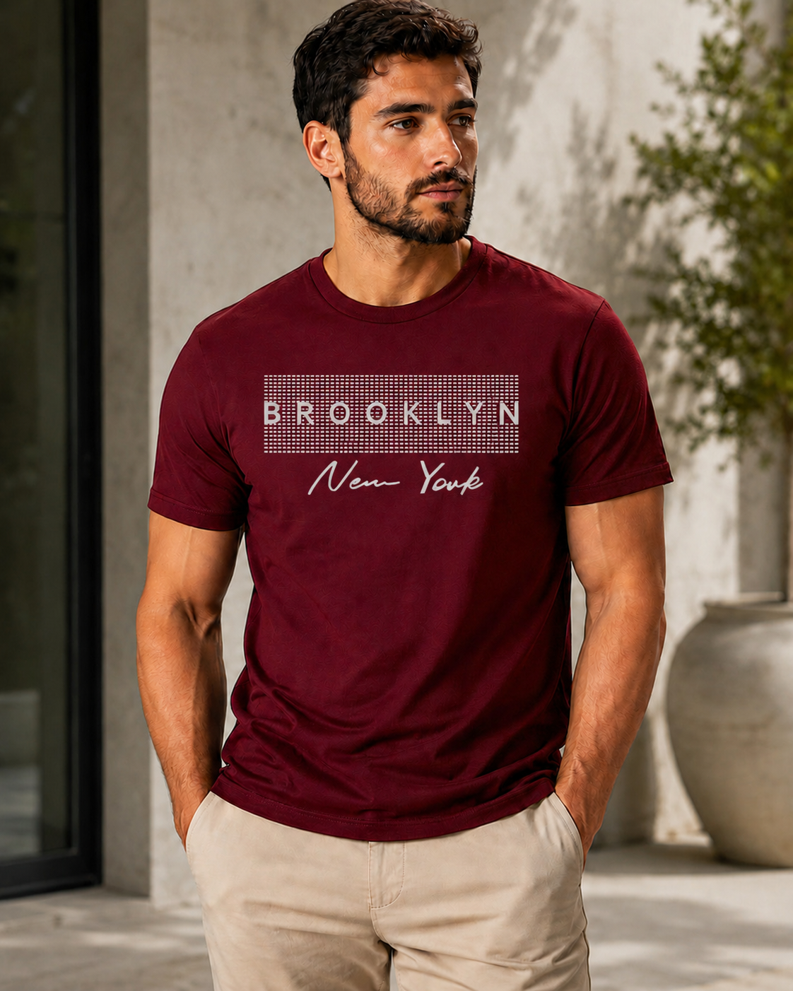 ILEERA® Premium Cotton Regular Fit Brooklyn New York Print T-Shirt