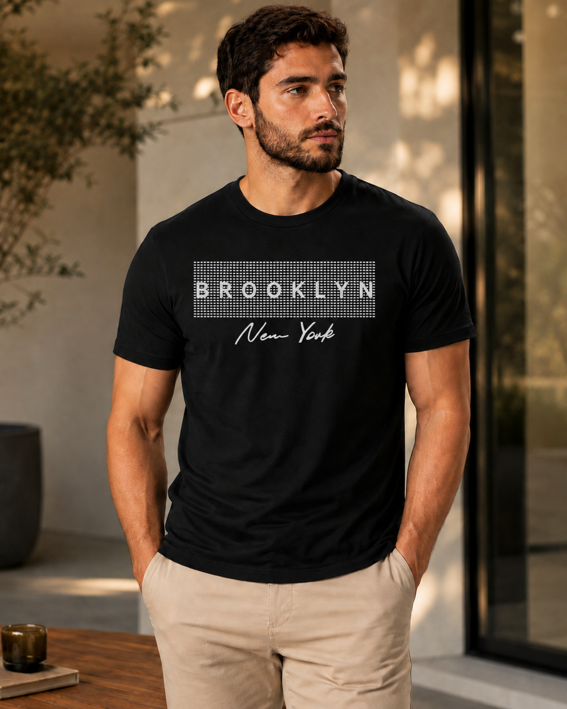 ILEERA® Premium Cotton Regular Fit Brooklyn New York Print T-Shirt