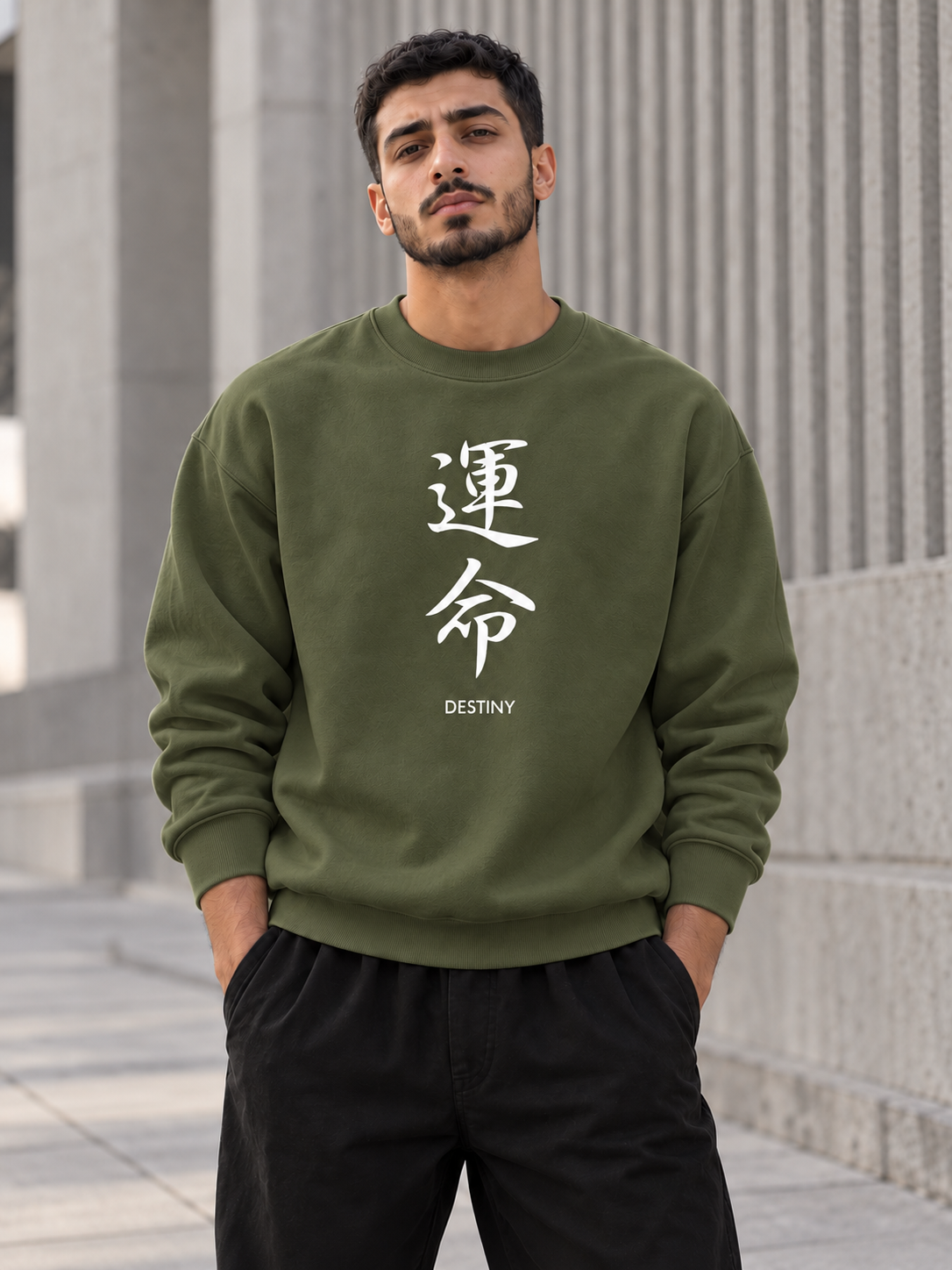 ILEERA® Premium Cotton Destiny Calligraphy Crewneck Sweatshirt